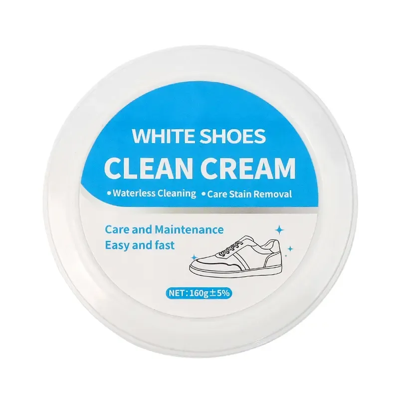White Shoe Cleaner Cream Multipurpose No-Wash Solid Cleaner with Sponge Stain-Removing for Leather Silicone Car Interiors Sneaker Footwear Care