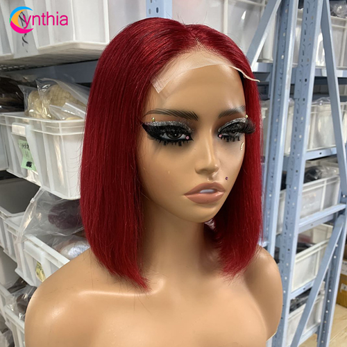 Virgin Cuticle Aligned Hair Double Drawn Straight Bob Wig with 2*6 Kim Closure 100% Human Hair Lace Front Wigs for Black Women