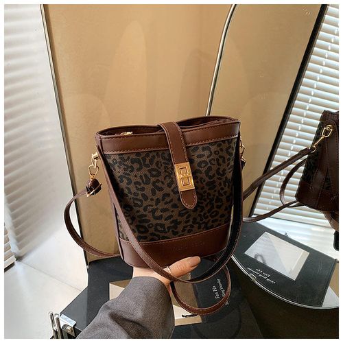 Personalized Design Retro 2025 Fashion Leopard Print Casual Bucket Leather Sling Bag Ladies Bags Wholesale Girl