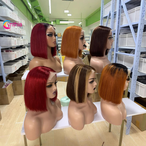 Virgin Cuticle Aligned Hair Double Drawn Straight Bob Wig with 2*6 Kim Closure 100% Human Hair Lace Front Wigs for Black Women