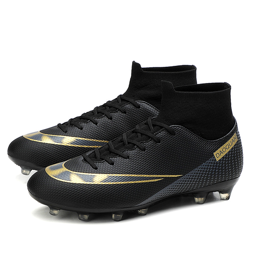 High-Top Breathable Outdoor Autumn Men's Women's Soccer Shoes Football Boots Professional Children's Long Spikes TF Turf AG