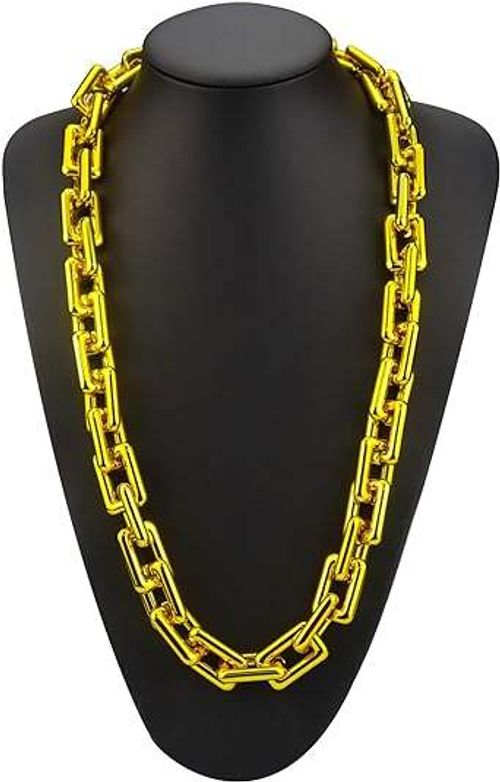 Big Chunky Gold Silver Chain Necklace Hip Hop Rapper Plastic Jewelry 80s 90s Costume Accessory for Men Women