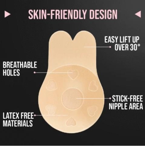 Reusable Lift Up Invisible Tape Bra（1 Pair Black + 1 Pair Cream）