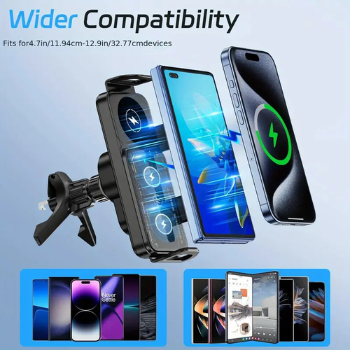 Clip-on Car Wireless Charger Holder Infrared Induction Fast Car Charging Station 90°