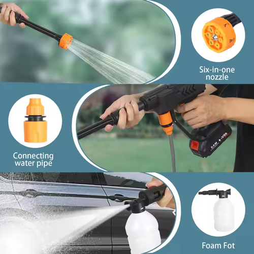 Portable wireless charging car wash gun