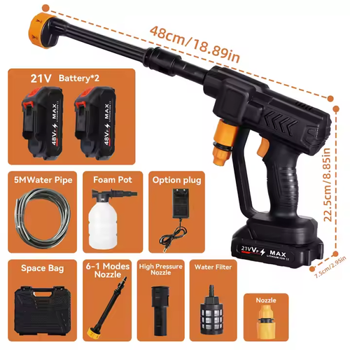 Portable wireless charging car wash gun