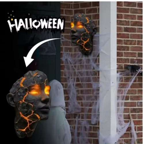 Halloween Broken Mask Wall Lamp Resin Handicraft Art Atmosphere Light Home Decoration Festival Party Decoration Supplies