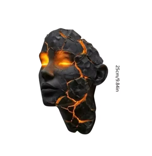 Halloween Broken Mask Wall Lamp Resin Handicraft Art Atmosphere Light Home Decoration Festival Party Decoration Supplies