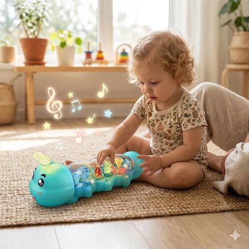 ❤️🐛Crawling Toy, Caterpillar Design Tummy Time Toy with Light & Music Musical Light Up❤️❤️