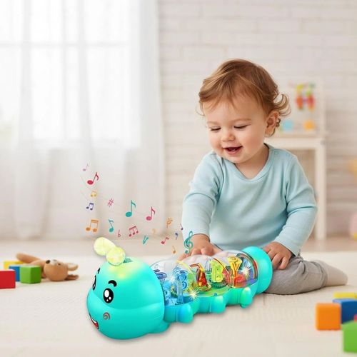 ❤️🐛Crawling Toy, Caterpillar Design Tummy Time Toy with Light & Music Musical Light Up❤️❤️