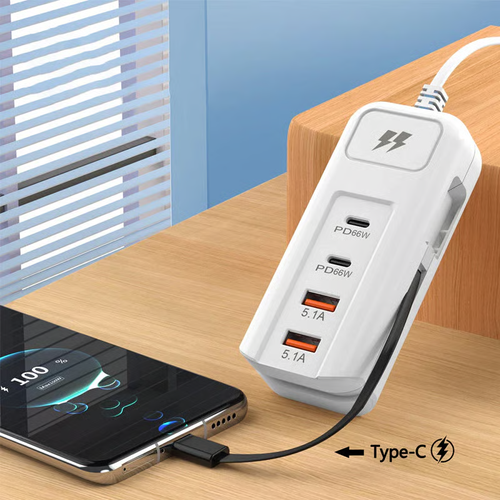 ⚡ Fast Charging Power Strip   4-Port Smart Hub