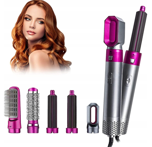 5-in-1 1000W Curling Iron Brush Hair Dryer Straightener