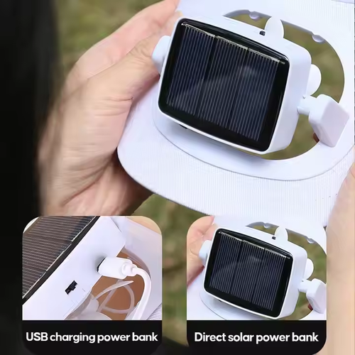 Solar charging sun hat multi-function strong wind USB portable small fan
