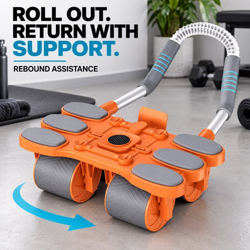 Ab Roller Wheel, New Ab Roller Wheel Automatic Rebound With 4 Elbow Supports, Automatic Rebound Abdominal Wheel With Timer, Abdominal Exercise Roller, Plank AbRoller Wheel For Core Trainer