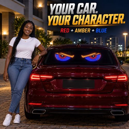 🔥 Give Your Ride Attitude! 👀 Dynamic LED Devil Eyes Pair | 11 Modes, 5V USB, One-Button Control & 4m Cable | Adhesive Window Decor for Parked Displays 🚘 Red + Amber + White | Blue