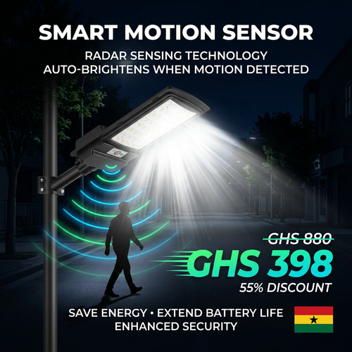 🇬🇭 Keep your home and yard safe tonight! 🚨🇬🇭 All-in-One Solar Street Light | No Electricity Needed ❌💰 | Waterproof & Lightning Protection 🌧️⚡ — Auto On at Dusk — Perfect for Home, Yard & Village 🏡