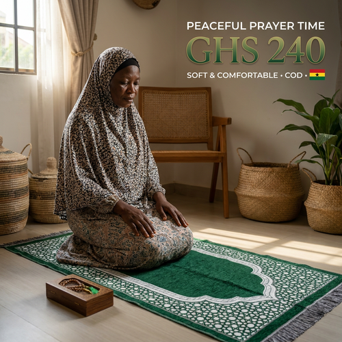 🇬🇭🔥 Ghana 🛏️ Premium Muslim Prayer Mat Set ✨🛏️ Beautiful 70x110cm rug ✨ With Tasbih beads 🌧️ Ideal for home, travel and daily prayer 💖 Luxury gift box 💨 Lightweight 🎒 Ideal for Eid, Ramadan and family 🌿