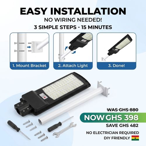 🇬🇭 Keep your home and yard safe tonight! 🚨🇬🇭 All-in-One Solar Street Light | No Electricity Needed ❌💰 | Waterproof & Lightning Protection 🌧️⚡ — Auto On at Dusk — Perfect for Home, Yard & Village 🏡