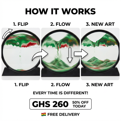 🔥 GhanaGoods —⏳Moving Sand Art Decor – Relaxing Flow Design for Your Home 🏠💜🌟