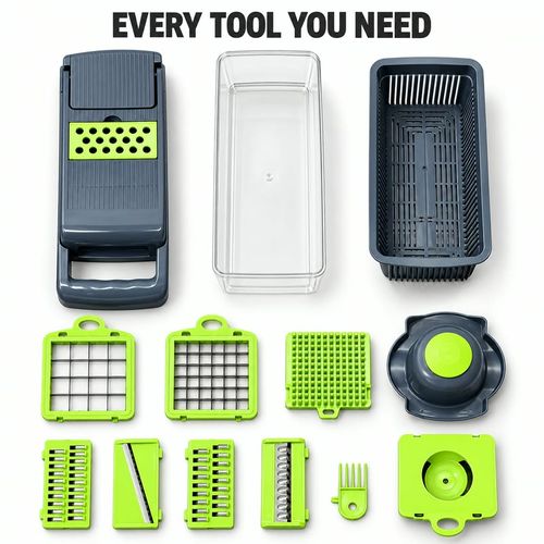 🇬🇭🔥 Ghana Kitchen Essential! 16-Piece Multifunction Vegetable Slicer & Chopper 🥗🥕🥔 | Dicer, Julienne Cutter, Grater & Shredder Set 🏠🔪✨