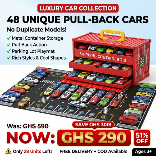 🔥 WOW! Big Container Toy Car Gift Set 🚗🚗🚗 |🎁 48 Alloy Pull-Back Cars for Kids🚗💥 Big Value Toy Car Set  |🎁 Parents Love It, Kids Enjoy It! 🚗🏁|Pay on Delivery in Ghana 🇬🇭