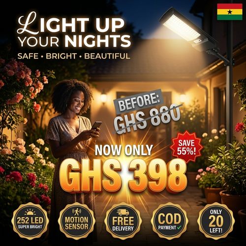 🇬🇭 Keep your home and yard safe tonight! 🚨🇬🇭 All-in-One Solar Street Light | No Electricity Needed ❌💰 | Waterproof & Lightning Protection 🌧️⚡ — Auto On at Dusk — Perfect for Home, Yard & Village 🏡