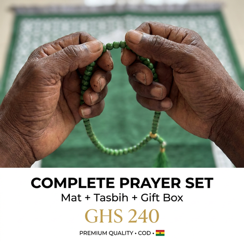 🇬🇭🔥 Ghana 🛏️ Premium Muslim Prayer Mat Set ✨🛏️ Beautiful 70x110cm rug ✨ With Tasbih beads 🌧️ Ideal for home, travel and daily prayer 💖 Luxury gift box 💨 Lightweight 🎒 Ideal for Eid, Ramadan and family 🌿