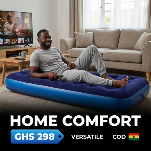 🇬🇭🔥 Ghana 🛏️ Premium Thick Flocked Air Mattress ✨🛏️ Super comfortable sleep anywhere ✨ Anti-moisture & waterproof 🌧️ Ideal for camping and home use 💖 Ultra-lightweight 💨 Easy folding 🎒 Ideal for travel, camp and floor 🌿
