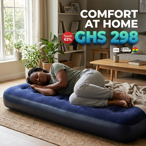 🇬🇭🔥 Ghana 🛏️ Premium Thick Flocked Air Mattress ✨🛏️ Super comfortable sleep anywhere ✨ Anti-moisture & waterproof 🌧️ Ideal for camping and home use 💖 Ultra-lightweight 💨 Easy folding 🎒 Ideal for travel, camp and floor 🌿