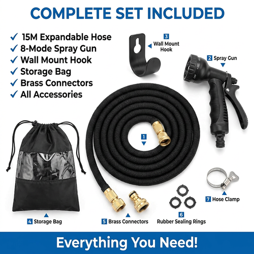 🇬🇭🔥 Ghana 🛏️ Every Family Needs This Magic Hose ✨🛏️ 15M Automatic extension pipe ✨ Heavy duty spray 🌧️ Ideal for daily washing and garden plant 💖 No more kinking 💨 Pack and go 🎒 Ideal for drivers, yards and cars 🌿