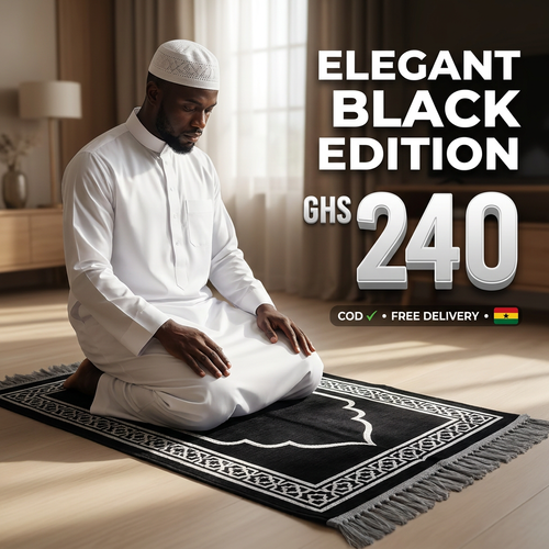 🇬🇭🔥 Ghana 🛏️ Premium Muslim Prayer Mat Set ✨🛏️ Beautiful 70x110cm rug ✨ With Tasbih beads 🌧️ Ideal for home, travel and daily prayer 💖 Luxury gift box 💨 Lightweight 🎒 Ideal for Eid, Ramadan and family 🌿