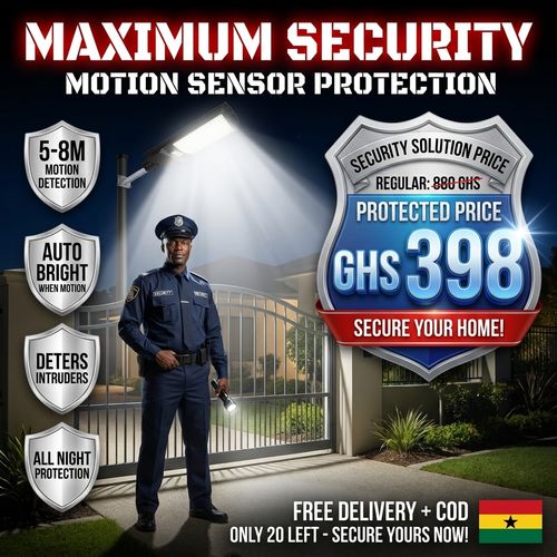 🇬🇭 Keep your home and yard safe tonight! 🚨🇬🇭 All-in-One Solar Street Light | No Electricity Needed ❌💰 | Waterproof & Lightning Protection 🌧️⚡ — Auto On at Dusk — Perfect for Home, Yard & Village 🏡