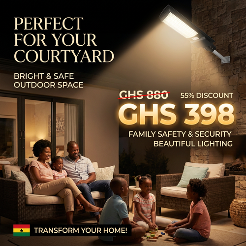 🇬🇭 Keep your home and yard safe tonight! 🚨🇬🇭 All-in-One Solar Street Light | No Electricity Needed ❌💰 | Waterproof & Lightning Protection 🌧️⚡ — Auto On at Dusk — Perfect for Home, Yard & Village 🏡