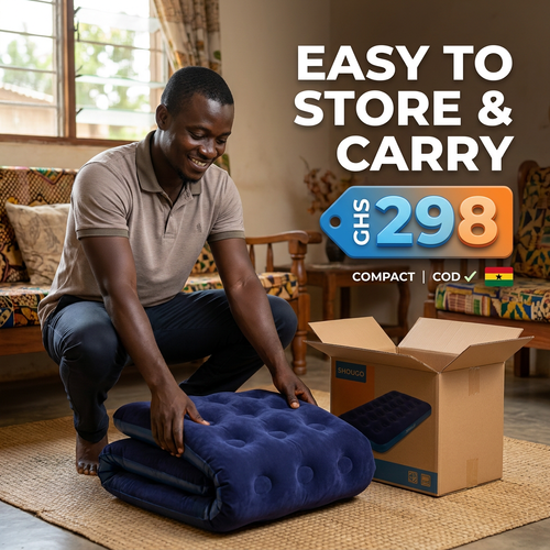 🇬🇭🔥 Ghana 🛏️ Premium Thick Flocked Air Mattress ✨🛏️ Super comfortable sleep anywhere ✨ Anti-moisture & waterproof 🌧️ Ideal for camping and home use 💖 Ultra-lightweight 💨 Easy folding 🎒 Ideal for travel, camp and floor 🌿
