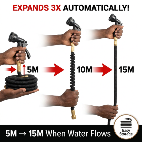 🇬🇭🔥 Ghana 🛏️ Every Family Needs This Magic Hose ✨🛏️ 15M Automatic extension pipe ✨ Heavy duty spray 🌧️ Ideal for daily washing and garden plant 💖 No more kinking 💨 Pack and go 🎒 Ideal for drivers, yards and cars 🌿