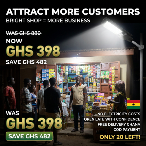 🇬🇭 Keep your home and yard safe tonight! 🚨🇬🇭 All-in-One Solar Street Light | No Electricity Needed ❌💰 | Waterproof & Lightning Protection 🌧️⚡ — Auto On at Dusk — Perfect for Home, Yard & Village 🏡