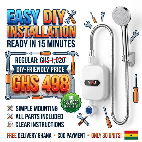 🇬🇭 Accra Hot Water Magic | 🔥🚿 — Hot Water in 3 Seconds ⚡ — Energy Saving & Compact 💰 — Hot & Cold Mode ❄️🔥 — Perfect for Home & Bathroom 🏠 — Easy Wall Installation 🔧