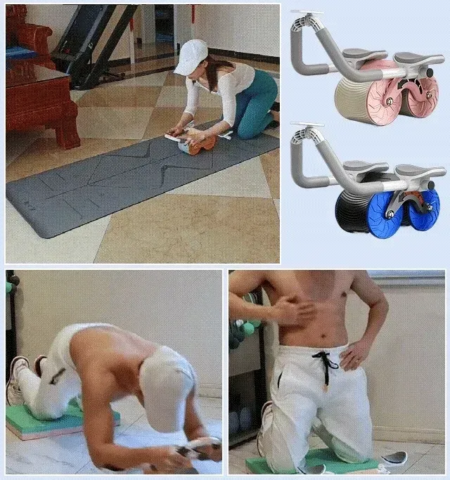 🇬🇭🔥 Your Home Workout Starts Here! 💪 4-Wheel Auto-Rebound Ab Roller | 6 Large Foam Elbow Pads ☁️ Phone Holder 📱 Quiet Rolling, Tyre-Style Grip & Quick Click-In Setup ⚡