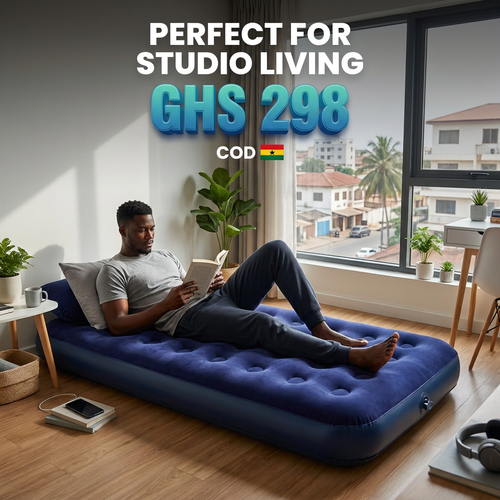 🇬🇭🔥 Ghana 🛏️ Premium Thick Flocked Air Mattress ✨🛏️ Super comfortable sleep anywhere ✨ Anti-moisture & waterproof 🌧️ Ideal for camping and home use 💖 Ultra-lightweight 💨 Easy folding 🎒 Ideal for travel, camp and floor 🌿