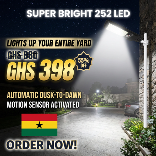 🇬🇭 Keep your home and yard safe tonight! 🚨🇬🇭 All-in-One Solar Street Light | No Electricity Needed ❌💰 | Waterproof & Lightning Protection 🌧️⚡ — Auto On at Dusk — Perfect for Home, Yard & Village 🏡