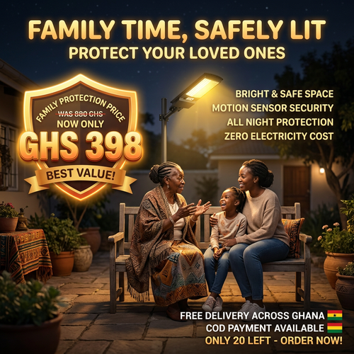 🇬🇭 Keep your home and yard safe tonight! 🚨🇬🇭 All-in-One Solar Street Light | No Electricity Needed ❌💰 | Waterproof & Lightning Protection 🌧️⚡ — Auto On at Dusk — Perfect for Home, Yard & Village 🏡