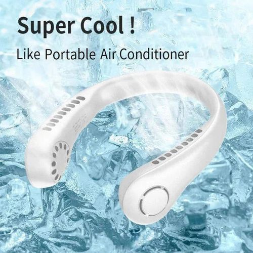 🔥🔥2025New digital display neck fan usb rechargeable lazy outdoor sports convenient leafless neck mute small fan