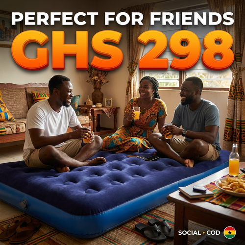 🇬🇭🔥 Ghana 🛏️ Premium Thick Flocked Air Mattress ✨🛏️ Super comfortable sleep anywhere ✨ Anti-moisture & waterproof 🌧️ Ideal for camping and home use 💖 Ultra-lightweight 💨 Easy folding 🎒 Ideal for travel, camp and floor 🌿