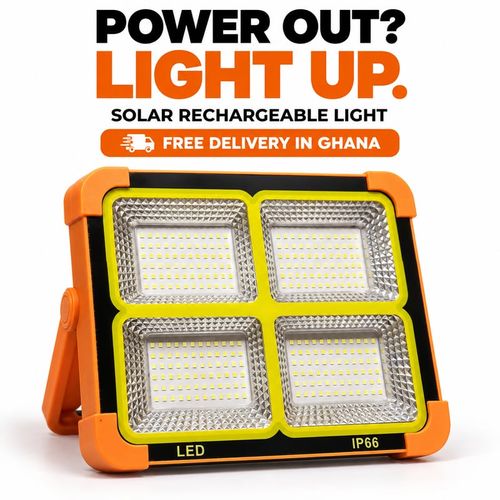 🇬🇭🚨 Power Out? 💥One Light. So Many Uses! 💡 Portable 4-Panel LED Light ☀️ Solar + USB Charging 🔋 Phone Backup Power 🚨 5 Modes Including Warning Flash 🏠 Home Blackouts | 🏕️ Camping | 🔧 Night Repairs
