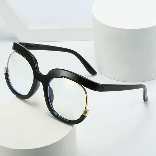Large frame fashionable blue light blocking ladies plain glasses