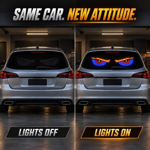 🔥 Give Your Ride Attitude! 👀 Dynamic LED Devil Eyes Pair | 11 Modes, 5V USB, One-Button Control & 4m Cable | Adhesive Window Decor for Parked Displays 🚘 Red + Amber + White | Blue