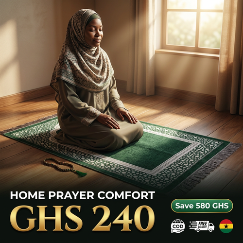 🇬🇭🔥 Ghana 🛏️ Premium Muslim Prayer Mat Set ✨🛏️ Beautiful 70x110cm rug ✨ With Tasbih beads 🌧️ Ideal for home, travel and daily prayer 💖 Luxury gift box 💨 Lightweight 🎒 Ideal for Eid, Ramadan and family 🌿