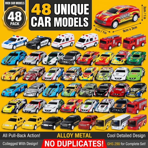 🔥 WOW! Big Container Toy Car Gift Set 🚗🚗🚗 |🎁 48 Alloy Pull-Back Cars for Kids🚗💥 Big Value Toy Car Set  |🎁 Parents Love It, Kids Enjoy It! 🚗🏁|Pay on Delivery in Ghana 🇬🇭