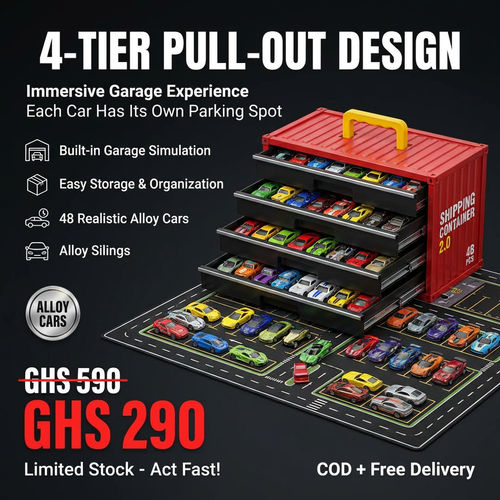🔥 WOW! Big Container Toy Car Gift Set 🚗🚗🚗 |🎁 48 Alloy Pull-Back Cars for Kids🚗💥 Big Value Toy Car Set  |🎁 Parents Love It, Kids Enjoy It! 🚗🏁|Pay on Delivery in Ghana 🇬🇭