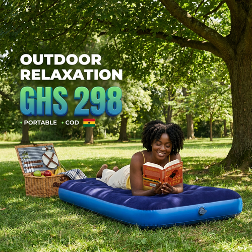 🇬🇭🔥 Ghana 🛏️ Premium Thick Flocked Air Mattress ✨🛏️ Super comfortable sleep anywhere ✨ Anti-moisture & waterproof 🌧️ Ideal for camping and home use 💖 Ultra-lightweight 💨 Easy folding 🎒 Ideal for travel, camp and floor 🌿